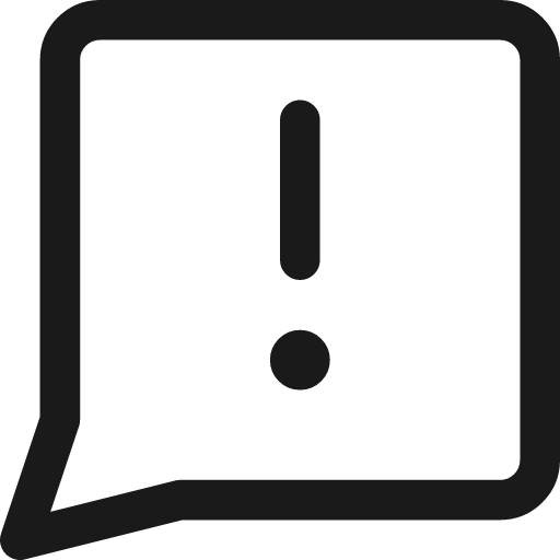 Chat bubble square warning icon, line style, from Streamline