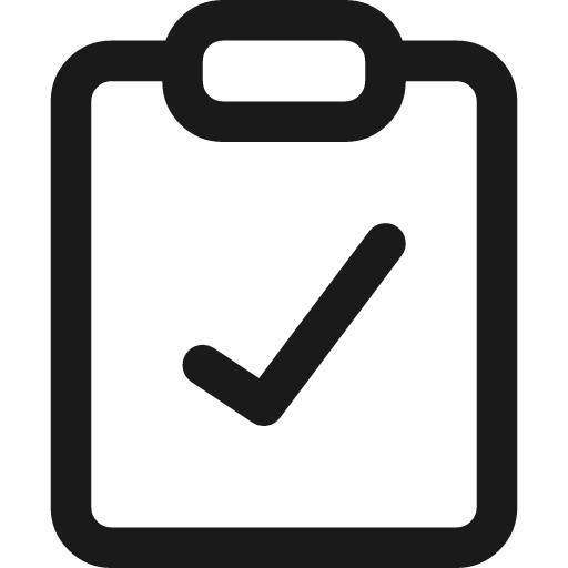 Clipboard check icon, line style, from Streamline