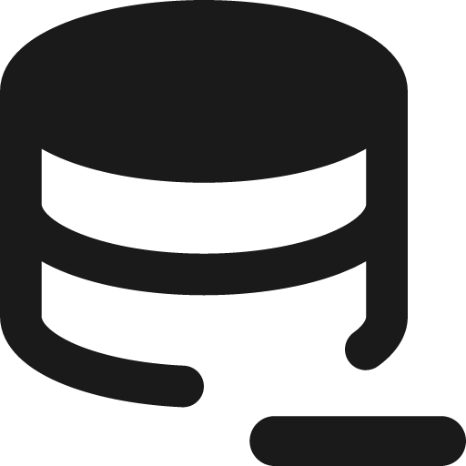 Database subtract 1 remix icon, solid style, from Streamline
