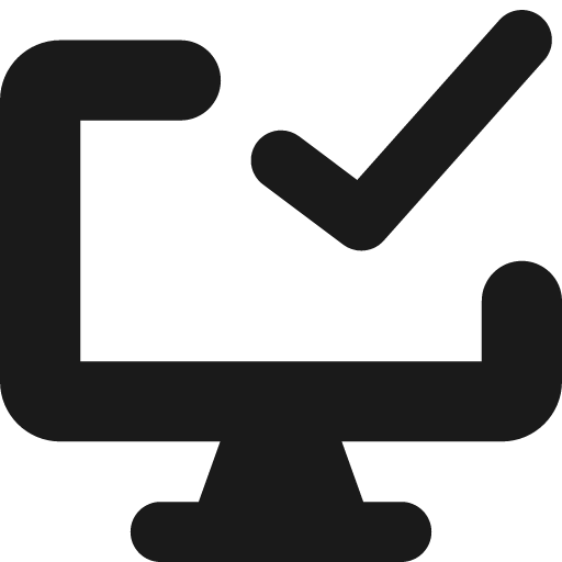 Desktop check solid icon, filled style, from Streamline