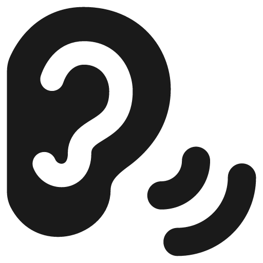 Ear hearing solid icon, filled style, from Streamline