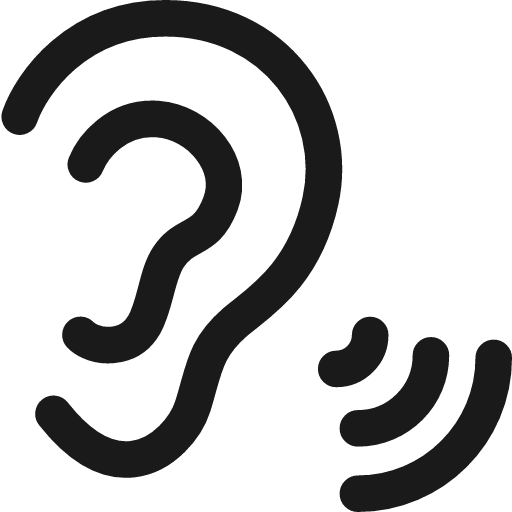 Ear hearing icon, line style, from Streamline