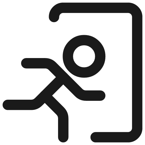 Emergency exit icon, line style, from Streamline