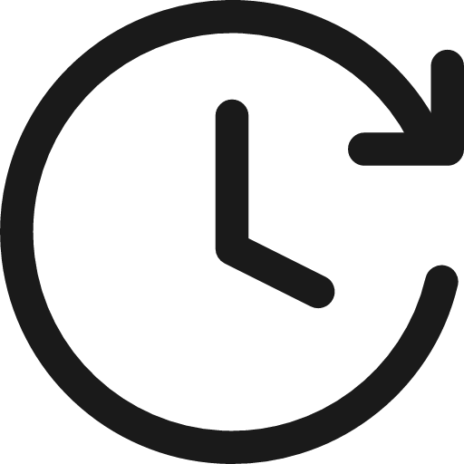 Fastforward clock icon, line style, from Streamline