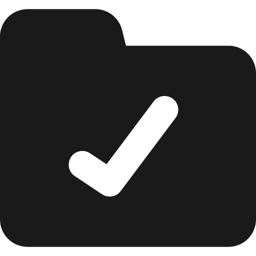 Folder check solid icon, filled style, from Streamline