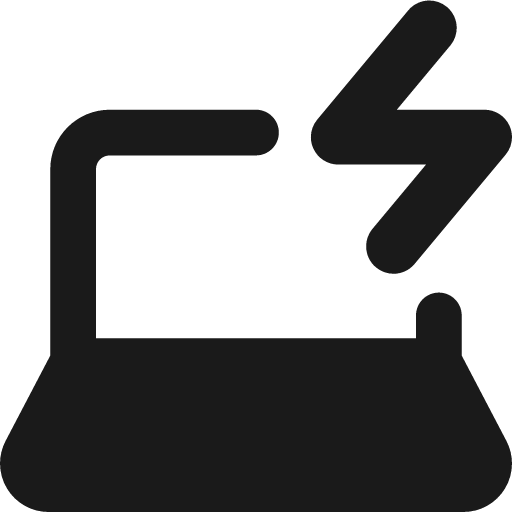 Laptop charging remix icon, solid style, from Streamline