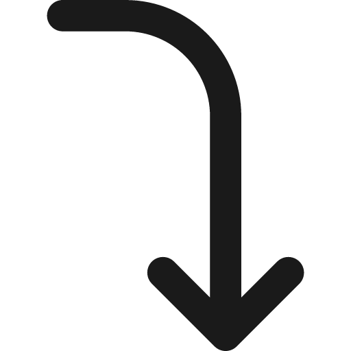 Line arrow curve right down remix icon, solid style, from Streamline