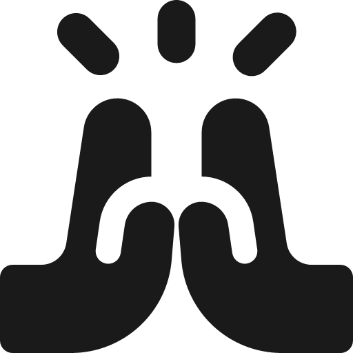 Praying hand solid icon, filled style, from Streamline