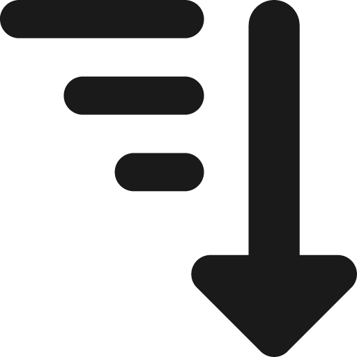 Sort descending solid icon, filled style, from Streamline