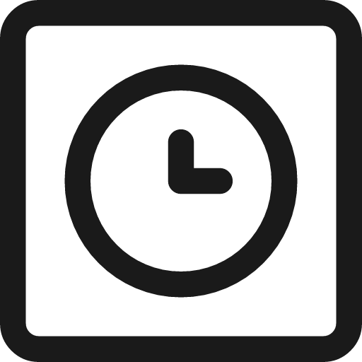 Square clock icon, line style, from Streamline