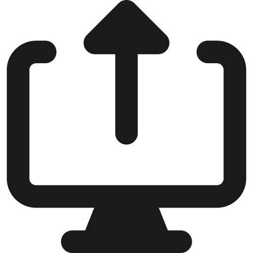 Upload computer remix icon, solid style, from Streamline