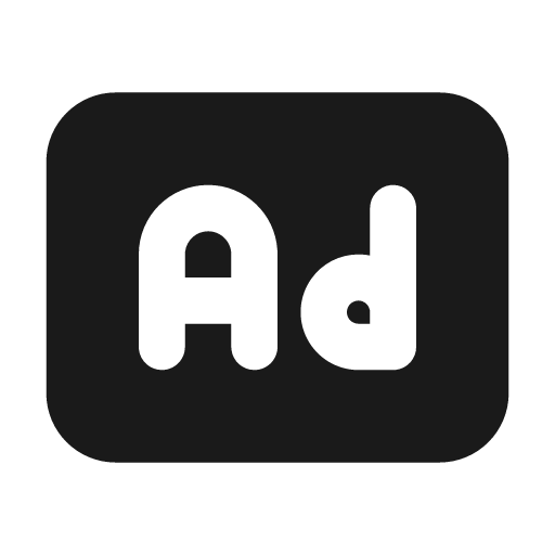Ad filled icon, filled style, from Tabler Icons