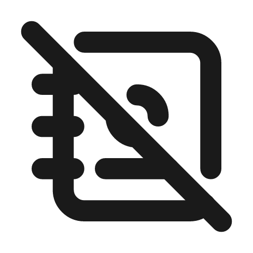 Address book off icon, line style, from Tabler Icons
