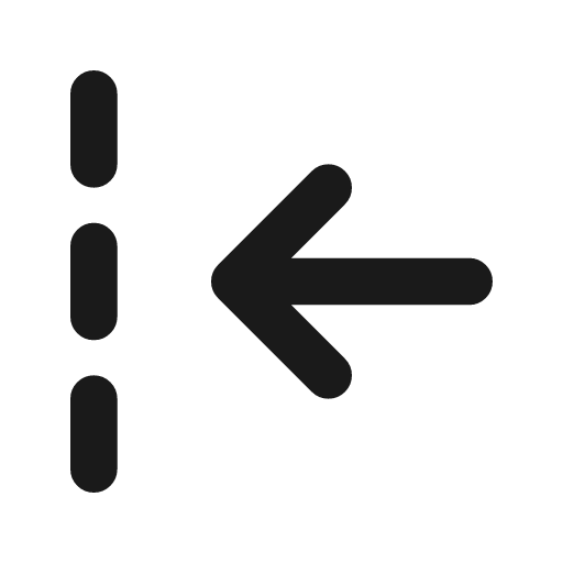 Arrow bar to left dashed icon, line style, from Tabler Icons