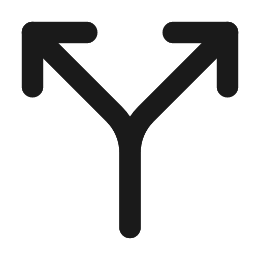 Arrow fork icon, line style, from Tabler Icons