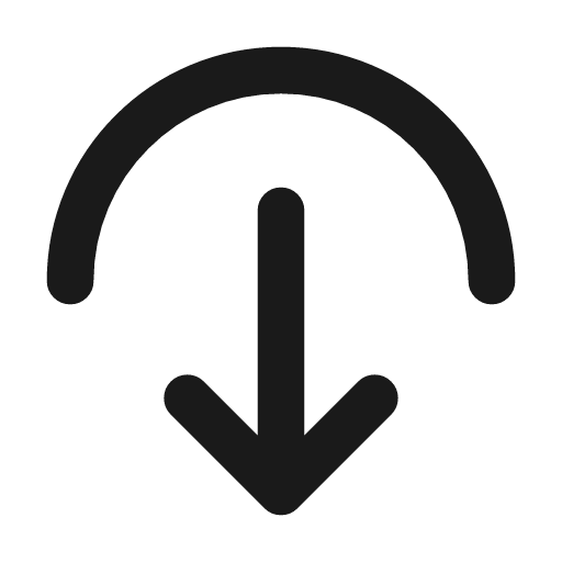 Arrow up from arc icon, line style, from Tabler Icons