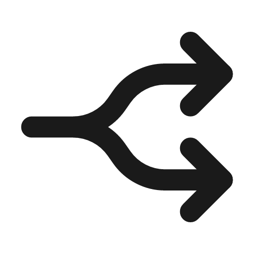Arrows split 2 icon, line style, from Tabler Icons