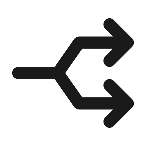 Arrows split icon, line style, from Tabler Icons