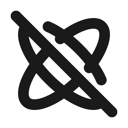 Atom off icon, line style, from Tabler Icons