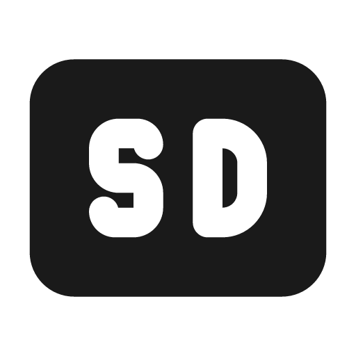 Badge sd filled icon, filled style, from Tabler Icons