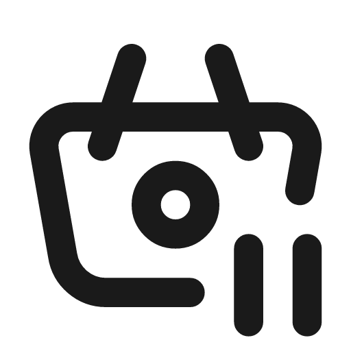Basket pause icon, line style, from Tabler Icons