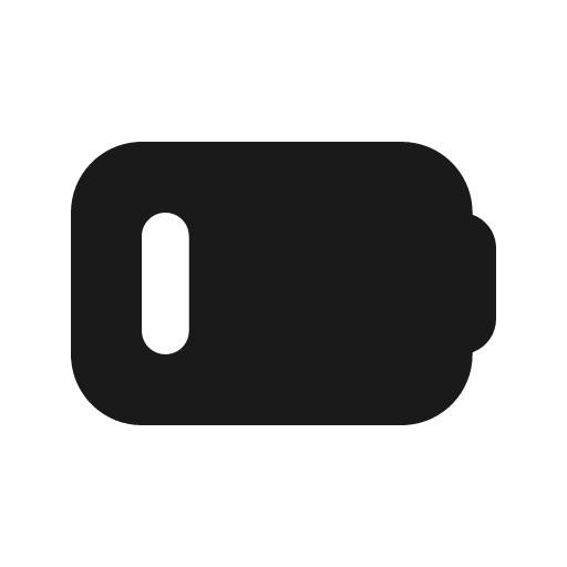 Battery 1 filled icon, filled style, from Tabler Icons