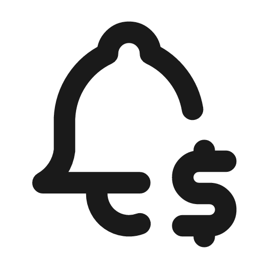 Bell dollar icon, line style, from Tabler Icons