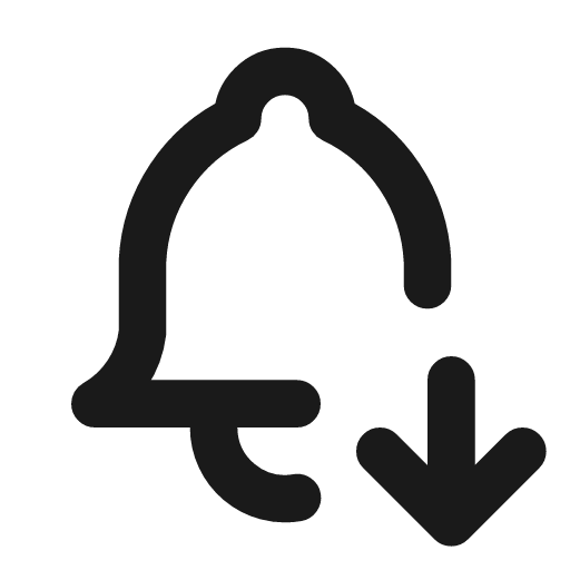 Bell down icon, line style, from Tabler Icons
