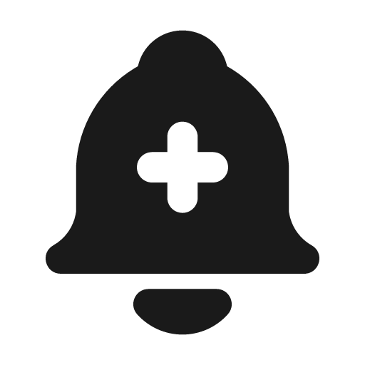 Bell plus filled icon, filled style, from Tabler Icons