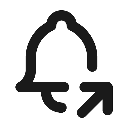 Bell share icon, line style, from Tabler Icons