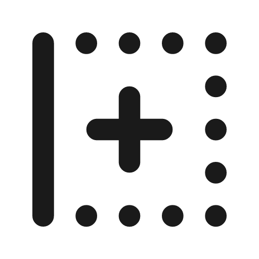 Border left plus icon, line style, from Tabler Icons