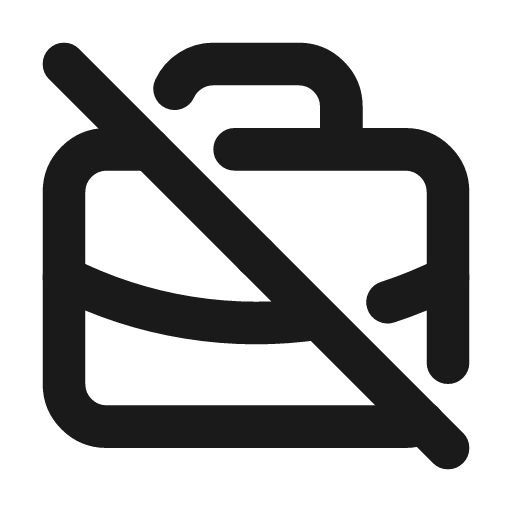 Briefcase off icon, line style, from Tabler Icons