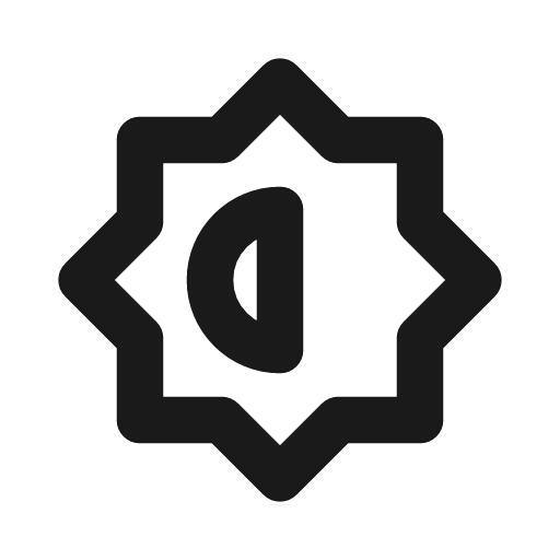 Brightness half icon, line style, from Tabler Icons