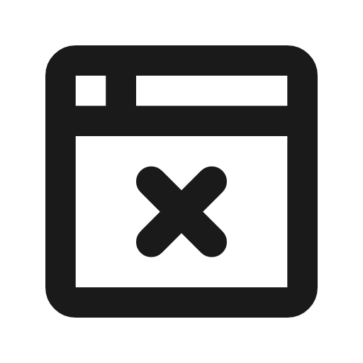 Browser x icon, line style, from Tabler Icons