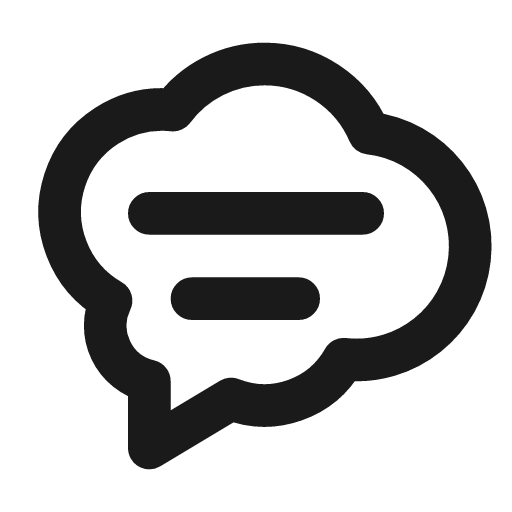 Bubble text icon, line style, from Tabler Icons