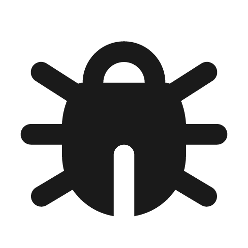 Bug filled icon, filled style, from Tabler Icons