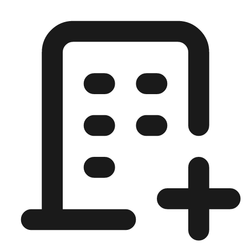 Building plus icon, line style, from Tabler Icons