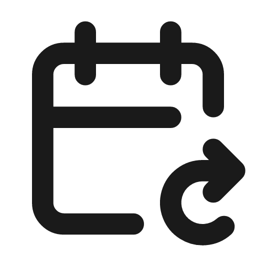 Calendar repeat icon, line style, from Tabler Icons