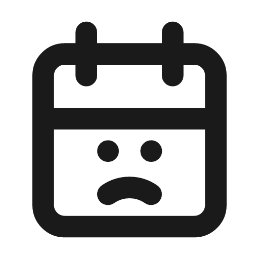 Calendar sad icon, line style, from Tabler Icons