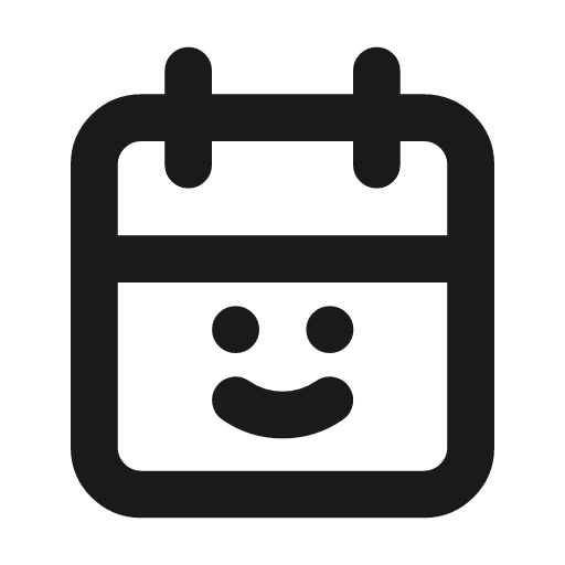 Calendar smile icon, line style, from Tabler Icons
