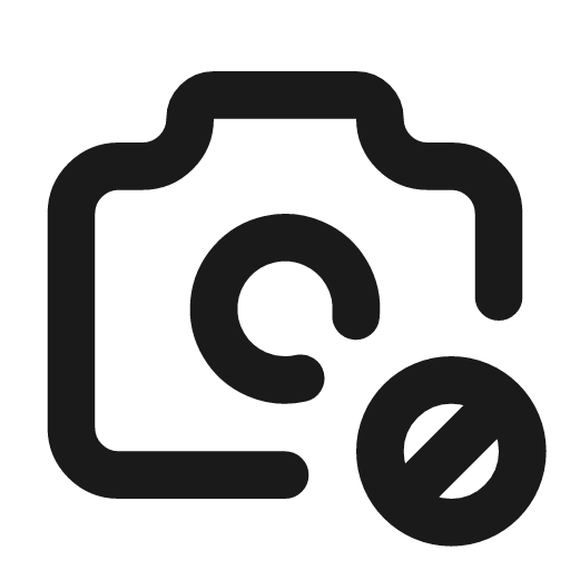 Camera cancel icon, line style, from Tabler Icons