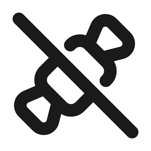Candy off icon, line style, from Tabler Icons