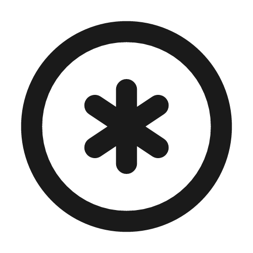 Circle asterisk icon, line style, from Tabler Icons