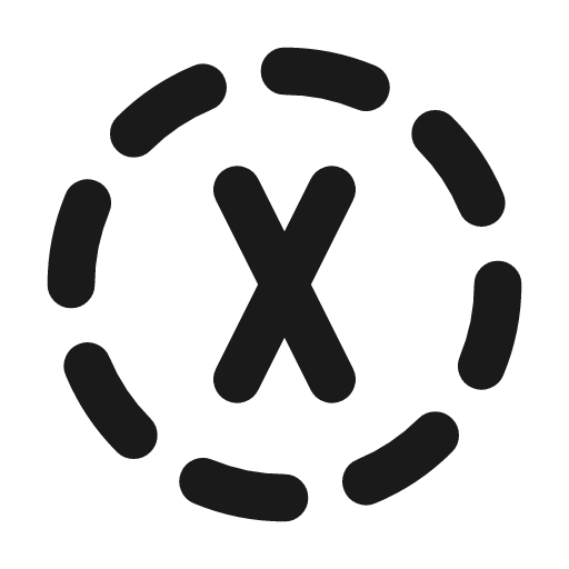 Circle dashed letter x icon, line style, from Tabler Icons