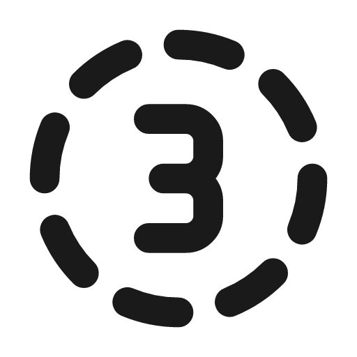 Circle dashed number 3 icon, line style, from Tabler Icons
