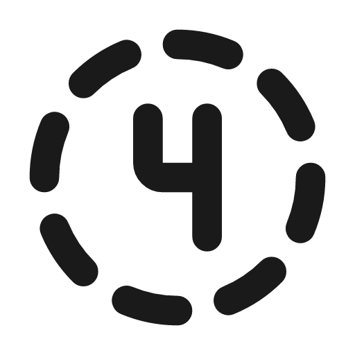 Circle dashed number 4 icon, line style, from Tabler Icons