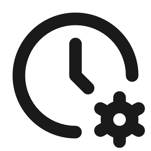 Clock cog icon, line style, from Tabler Icons