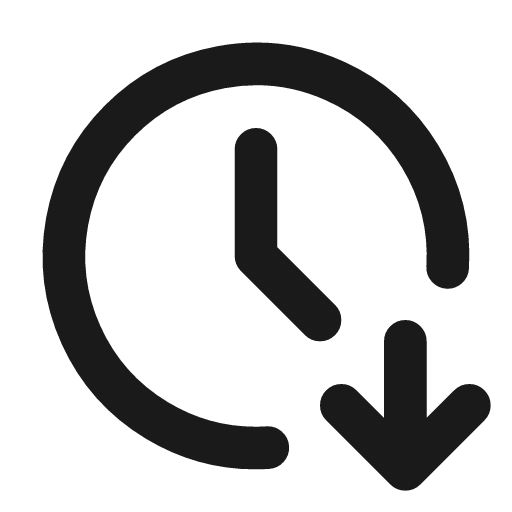 Clock down icon, line style, from Tabler Icons