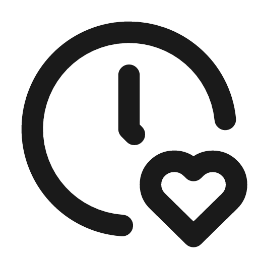 Clock heart icon, line style, from Tabler Icons