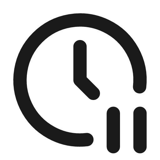 Clock pause icon, line style, from Tabler Icons